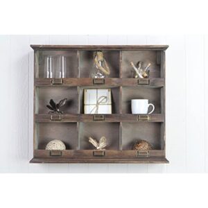 Brown Wooden 9 Cubby Wall Storage Shelf W: 26.75" X D: 5.75" H: 22.75" Farmhouse Wood Handmade