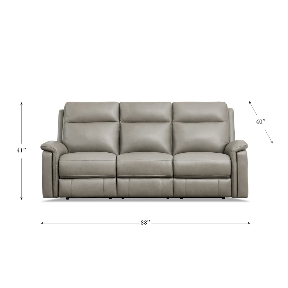 Hydeline Stanfield Zero Gravity Power Recline and Headrest Top Grain Leather Sofa Couch, Concrete, Memory Foam, Pocket Coils and Control Panel