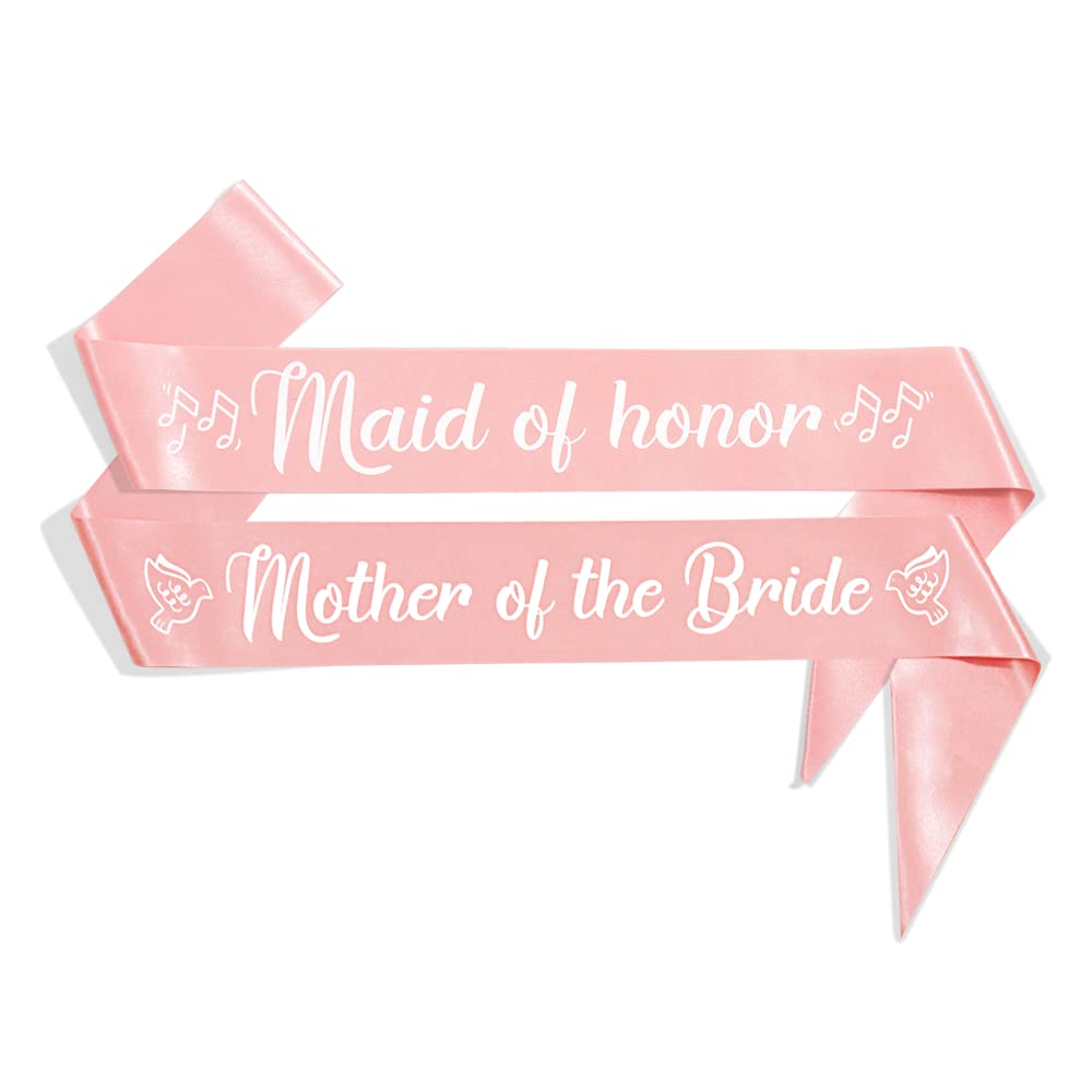 Party to Be Set of 2 PCS Rose Gold Maid of Honor and Mother fo the Bride Sashes Bachelorette Party Wedding Decorations