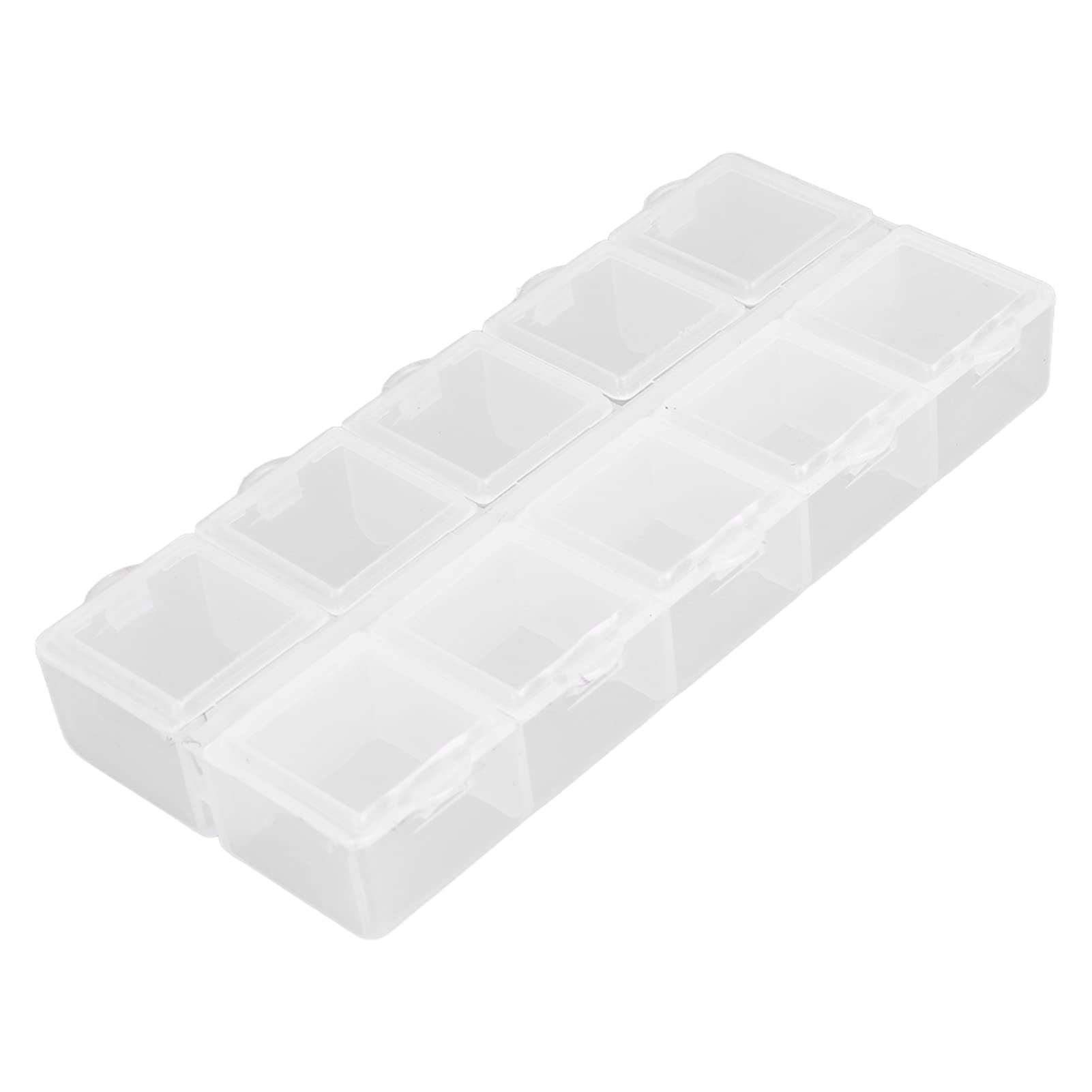 Plastic Jewelry , Grid Box White Plastic 10 Compartment Storage Container for Jewelry Earrings Nails Tool