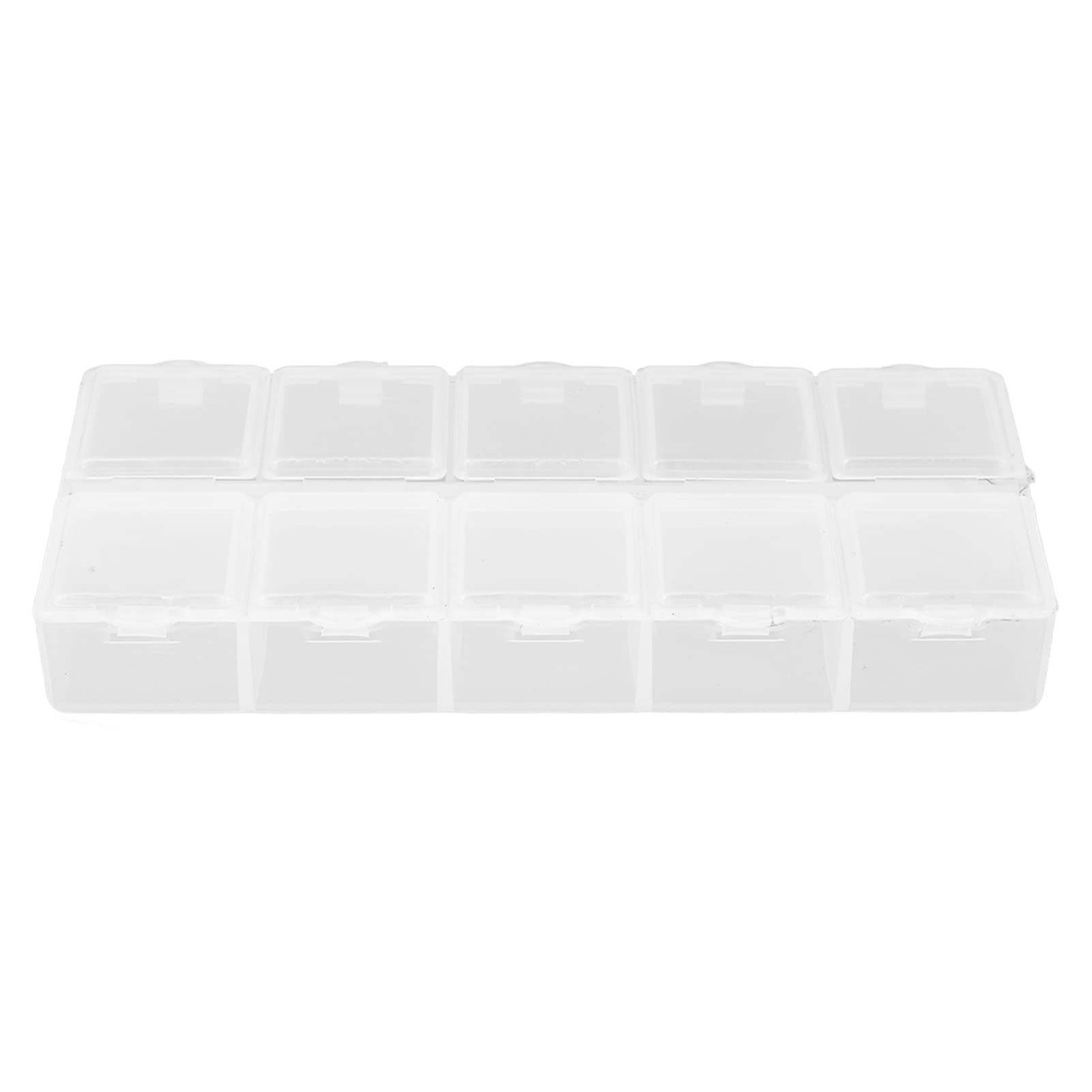 Plastic Jewelry , Grid Box White Plastic 10 Compartment Storage Container for Jewelry Earrings Nails Tool