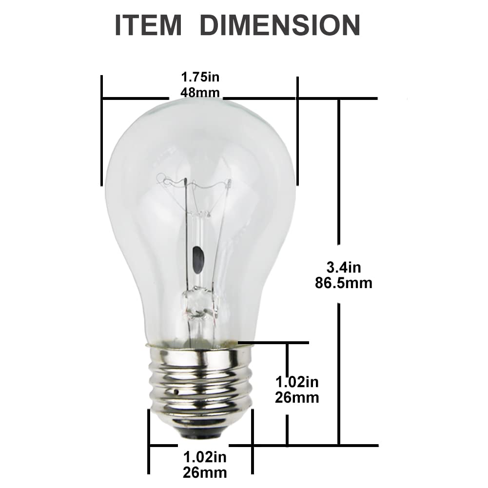 4 Pack A15 40W 120V Oven Bulbs with E26 Standard Medium Base, A15 Appliance Light Bulb for Refrigerators, Ovens and 16.3 Inches Lava Lamp