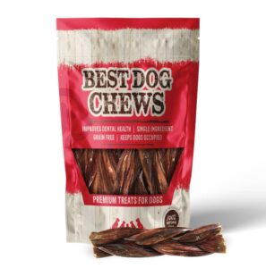 best dog chews braided gullet sticks-100% natural and delicious dog treats and protein rich chews-fully digestible promotes joint & dental health for all breed sizes dogs and puppies 6 inch (3 count)