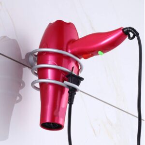 Serlium Hair Dryer Holder, Hairdryer Holder Wall Mounted Aluminium Alloy Hairdryer Stand for Dressing Table Bathroom Hair Salon Hotel