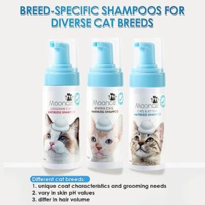 Mooncat Waterless Cat Shampoo+Cat Brush, Licking Safe Dry Shampoo for Cats, No Rinse Foam Cat Bath, Grooming for Cat, Kitten Sensitive Skin, Dander Reducing, Paraben Free, pH Balanced (5 oz)