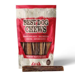 best dog chews jumbo bully sticks for dogs 100% natural and delicious treats odor and rawhide free long lasting great for joint & dental health for all breed sizes dogs and puppies - 6 inch (3 count)