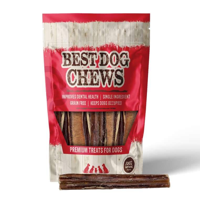 Best Dog Chews Jumbo Bully Sticks for Dogs 100% Natural and Delicious Treats Odor and Rawhide Free Long Lasting Great for Joint & Dental Health for All Breed Sizes Dogs and Puppies - 6 inch (3 Count)