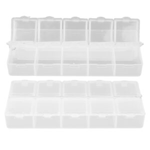 Plastic Jewelry , Grid Box White Plastic 10 Compartment Storage Container for Jewelry Earrings Nails Tool