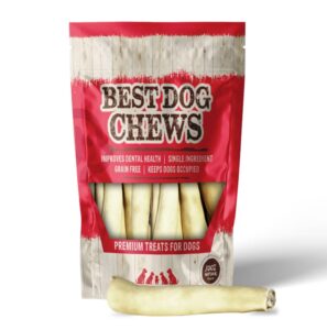 best dog chews cow tails - 100% natural no steroids, no additives -rawhide and odor free dog treats grass fed support dental health for all breed sizes dogs and puppies 4 inch (6 count)