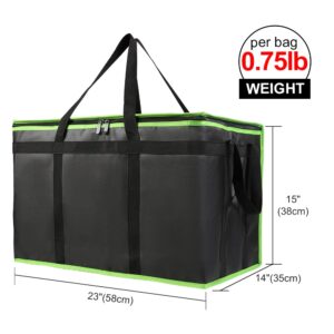 Bodaon Insulated Food Delivery Bag, XXX-Large Insulated Pizza Delivery Bags, Black with Green Edge, 1-Pack