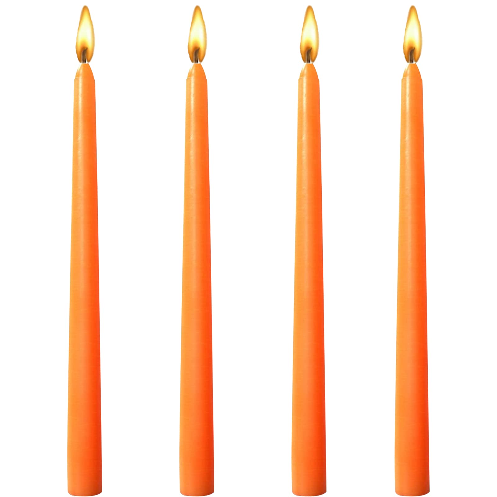 10 inch Orange Taper Candles-Set of 4 Tapered Candle -Dripless and Smokeless,Tall Candlesticks, Home Dinner, Party, Wedding, Halloween, Churches,Christmas Candles