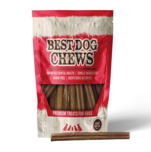 best dog chews thin bully sticks for dogs 100% natural delicious and protein rich keep your dog busy with chews and treats fully digestible-great for dental health-for all breed sizes-6 inch(6 count)