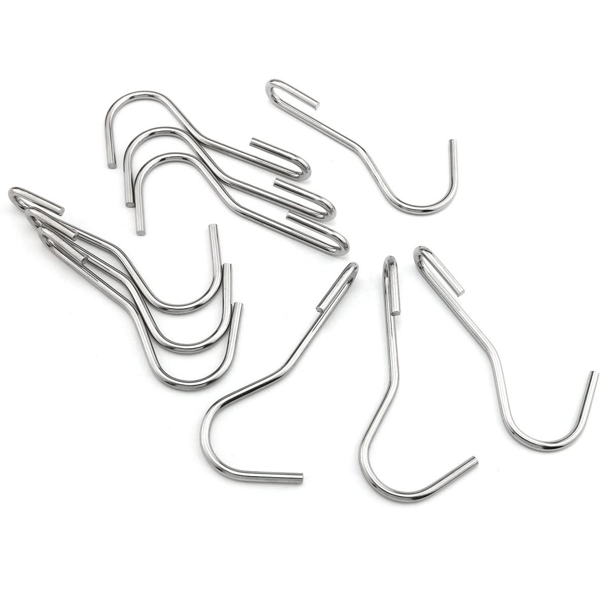 ITROLLE 10PCS Heavy Duty S Hooks Pot Hooks Pan Rack Holder Hooks, 90 Degree Twist Angled Hooks, Pot Rack Hooks, Angled pot S hook for Hanging Kitchen Utensils Pots Pans Clothes Bags Towels Plants