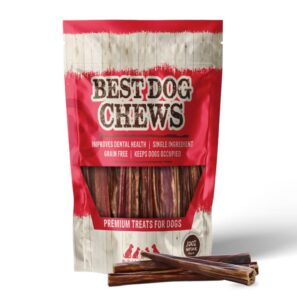 best dog chews gullet sticks-100% natural and delicious dog beef jerky treats & chews protein rich-fully digestible-promotes joint,dental health for all breed sizes dogs and puppies- 6 inch (12 count)