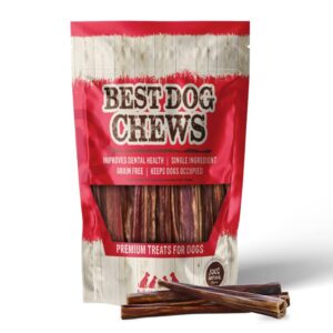 Best Dog Chews Gullet Sticks-100% Natural and Delicious Dog Beef Jerky Treats & Chews Protein Rich-Fully Digestible-Promotes Joint,Dental Health For All Breed Sizes dogs and Puppies- 6 inch (12 Count)