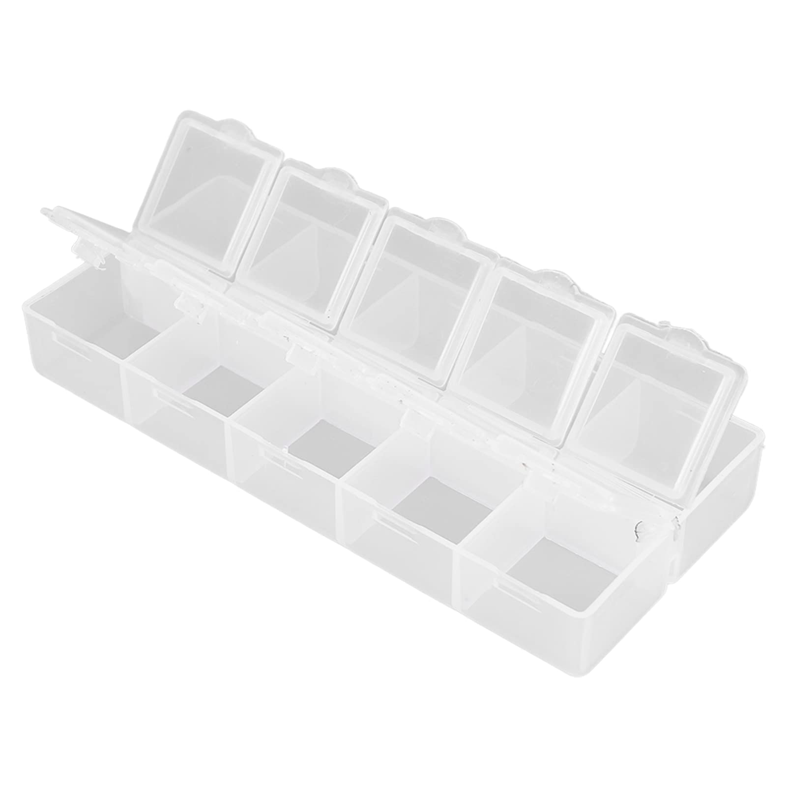 Plastic Jewelry , Grid Box White Plastic 10 Compartment Storage Container for Jewelry Earrings Nails Tool