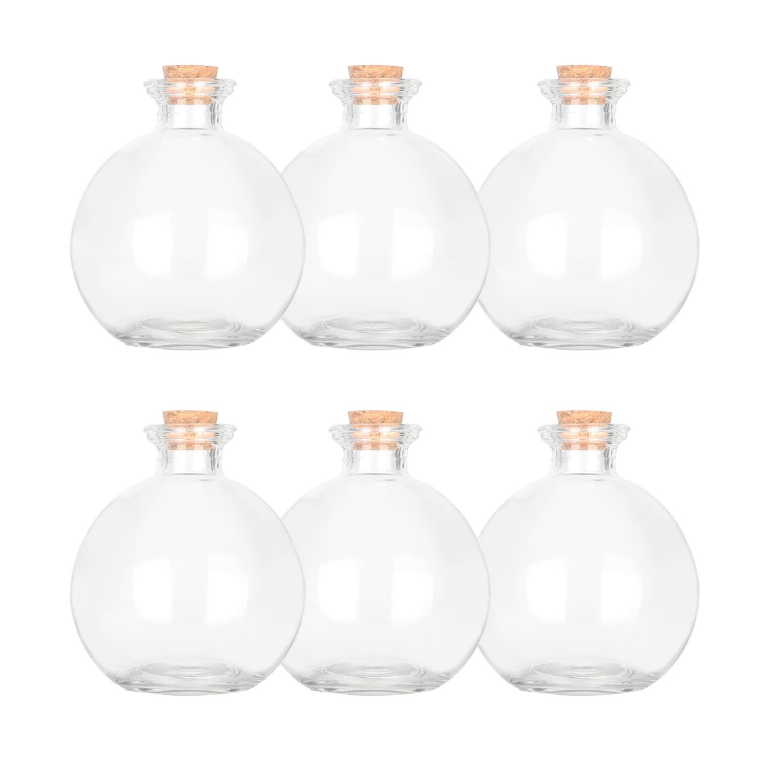 Magic Season Decorative Glass Bottles with Cork Stoppers (9 fl oz. Potion Bottles / 6 Pcs)