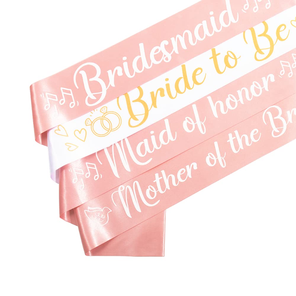 Party to Be Set of 2 PCS Rose Gold Maid of Honor and Mother fo the Bride Sashes Bachelorette Party Wedding Decorations