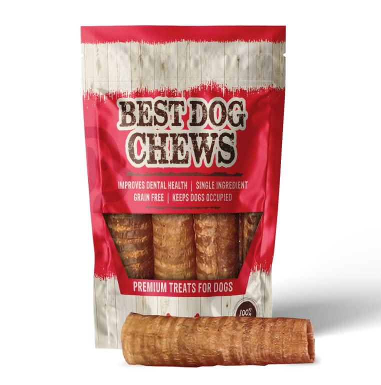 Best Dog Chews Trachea Flats for Dogs - 6 inch - 100% All Natural Beef Dog Treats - Rich in Glucosamine and Chondroitin for Joint Health - Single Ingredient No Rawhide for All Breed Sizes (12 Count)