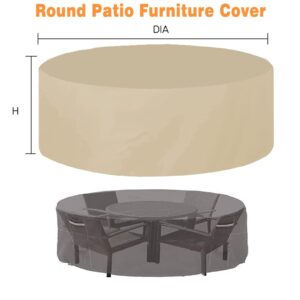 Patio Table Cover for Garden Round - Beige, 31x30inch, Waterproof, Rain, Snow, dust, Wind and UV Protection, 420D Oxford, Patio Furniture Covers, Round-The-Clock Protection, for Outdoor Furniture