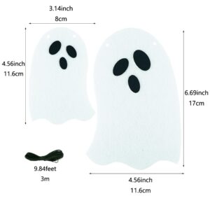 SaktopDeco 2 Pack Ghost Garland White Felt Ghost Banner for Haunted House Fireplace Doorways Indoor Outdoor Halloween Party Decorations Supplies