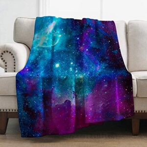 levens galaxy space throw blanket gifts for women girls boys, science fiction print decor for bedroom living room birthday christmas, soft cozy home lightweight throw blankets black twin 60"x80"