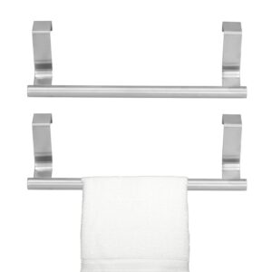 2pcs metal towel bar kitchen cabinet towel rack hang on inside or outside of doors kitchen cabinet towel holder for hand towels dish towels tea towels(23cm)