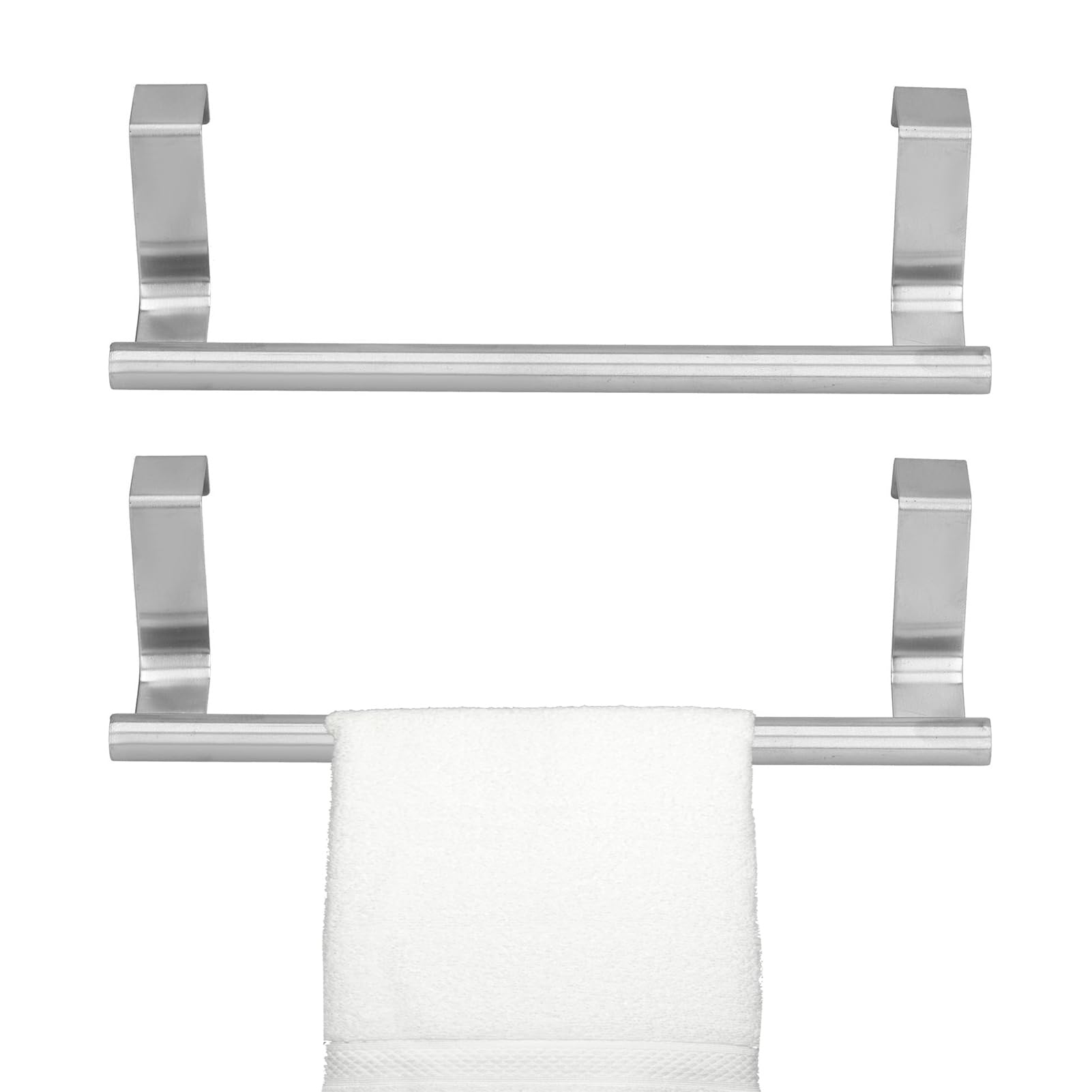 2PCS Metal Towel Bar Kitchen Cabinet Towel Rack Hang on Inside or Outside of Doors Kitchen Cabinet Towel Holder for Hand Towels Dish Towels Tea Towels(23cm)