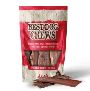 best dog chews beef gullet strips for dogs and puppies beef jerky treats chews naturally rich in glucosamine & chondroitin 100% real beef strips best dental treats-rawhide free 6 inch(12 count)