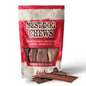 Best Dog Chews Beef Gullet Strips for Dogs and Puppies Beef Jerky Treats Chews Naturally Rich in Glucosamine & Chondroitin 100% Real Beef Strips Best Dental Treats-Rawhide Free 6 inch(12 Count)