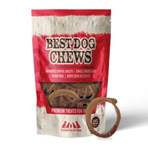 Best Dog Chews Bully Stick Rings for Dogs 100% Natural Bulk Dog Dental Treats & Healthy Chew, Best Thick Low-Odor Pizzle Stix, Free Range & Grass Fed Beef for All Breed Sizes - 4 Inch - 6 Count