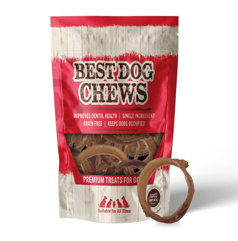 Best Dog Chews Bully Stick Rings for Dogs 100% Natural Bulk Dog Dental Treats & Healthy Chew, Best Thick Low-Odor Pizzle Stix, Free Range & Grass Fed Beef for All Breed Sizes - 4 Inch - 6 Count