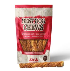 best dog chews tripe twists 100% natural delicious and rich in protein long lasting crunchy treats beef jerky, bully sticks for all breed sizes dogs and puppies - 10 inch (6 count)