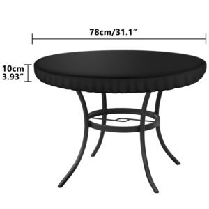 Kovshuiwe Round Outdoor Patio Furniture Covers 41.7" Dia x 4" H Black,Garden Table Cover Round,Garden Furniture Cover Fitted Round Outdoor and Indoor Use, Waterproof Table Cover, 600D Oxford Fabric