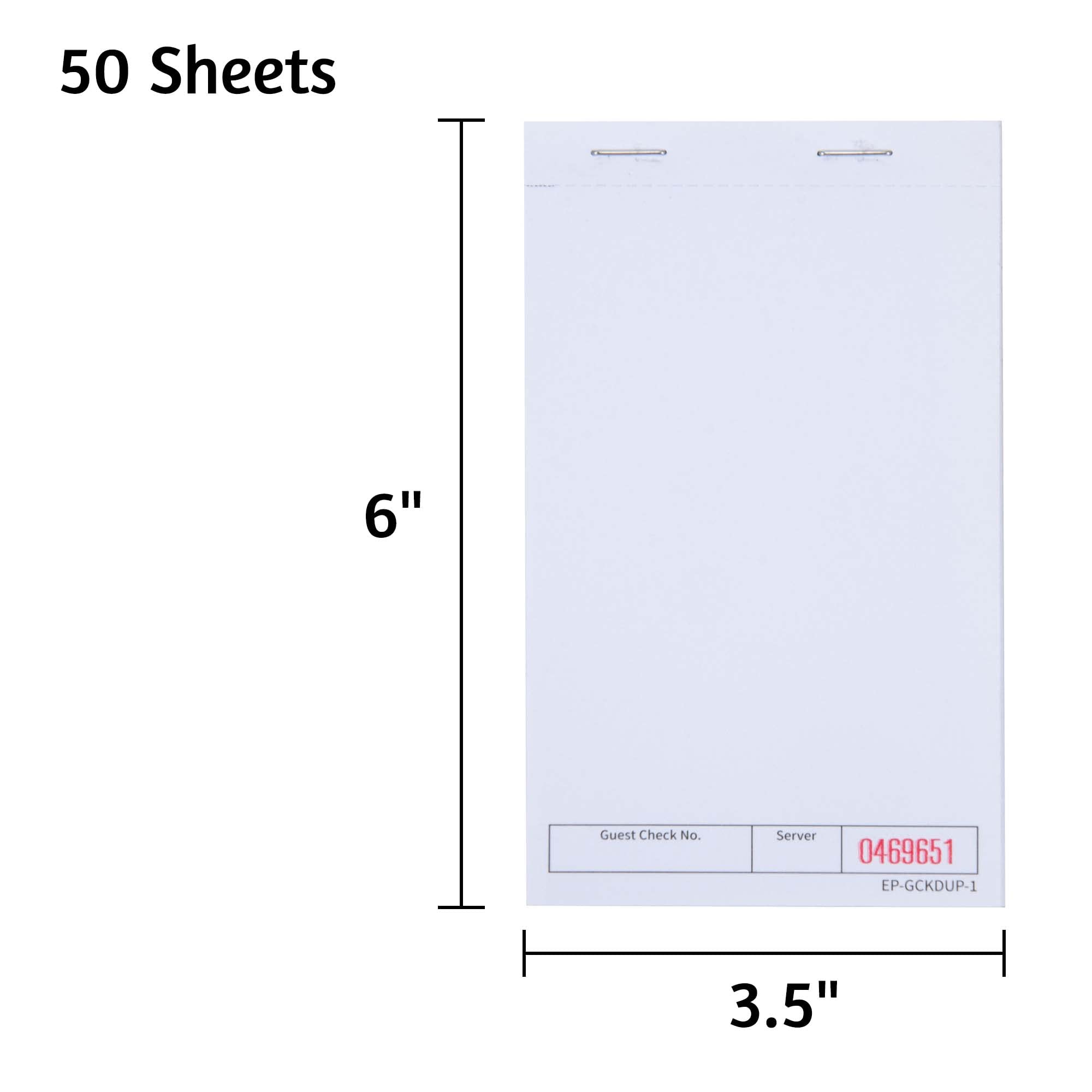 DGBDPACK Guest Checks Pads EP-GCKDUP-1 (10 Pads), total 500 Blank Waiter Pad, Server Order Pads