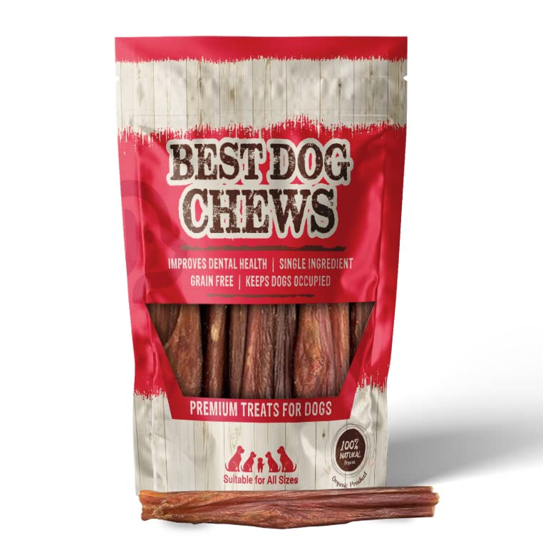 Best Dog Chews Beef Bladder Sticks 100% Naturally Delicious Dog Treat for All Breed Sizes Dogs and Puppies Single Ingredient - Best Long Lasting Dog Chew Dental Treats-Rawhide Free 6 inch (12 Count)