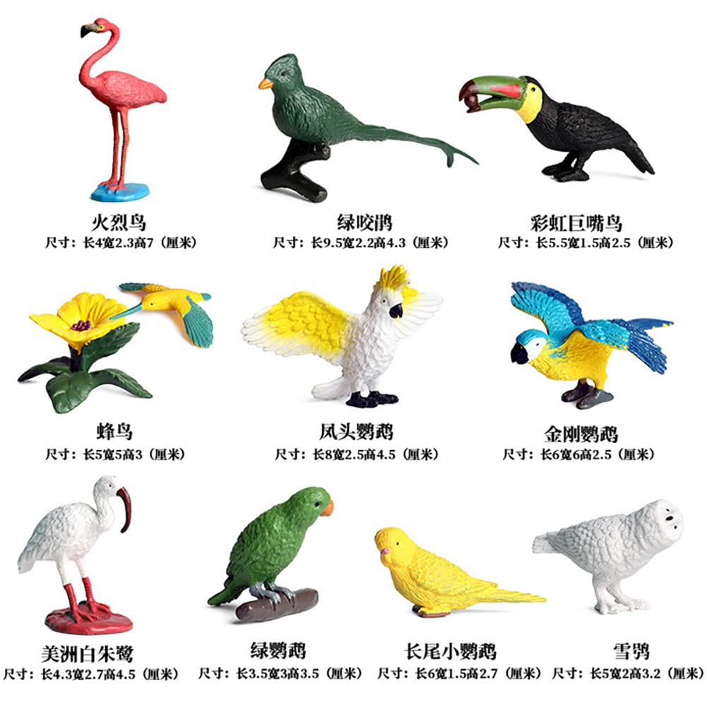 17 Pcs Realistic Mini Bird Animal Figures Toy Cake Toppers, Miniature Bird Model Figurines Birthday Party Bridal Wedding Cake Decoration Educational Backyard Birds Toy