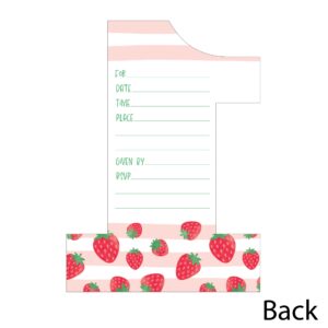 Big Dot of Happiness Berry First Birthday - Sweet Strawberry - Shaped Fill-In Invitations - Fruit 1st Birthday Party Invitation Cards with Envelopes - Set of 12