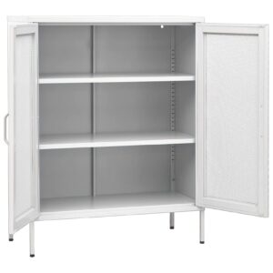 Mogou Storage Cabinet，Outdoor Kitchen Cabinets, Shoe Storage, Garden Patio Storage Cabinet Furniture Waterproof Tool Shed White 31.5"x13.8"x40" Steel