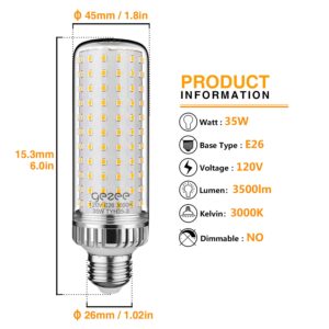 gezee 35W LED Light Bulb, E26 Base LED Lamp, 280 Watt Equivalent, 3500 Lumens, Warm White 3000K,Non-Dimmable (3-Pack)