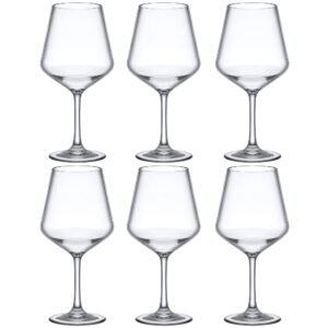 Amazing Abby - Sasha - 14-Ounce Unbreakable Tritan Wine Glasses (Set of 6), Plastic Wine Glasses, Reusable, BPA-Free, Dishwasher-Safe, Perfect for Poolside, Outdoors, Camping, and More