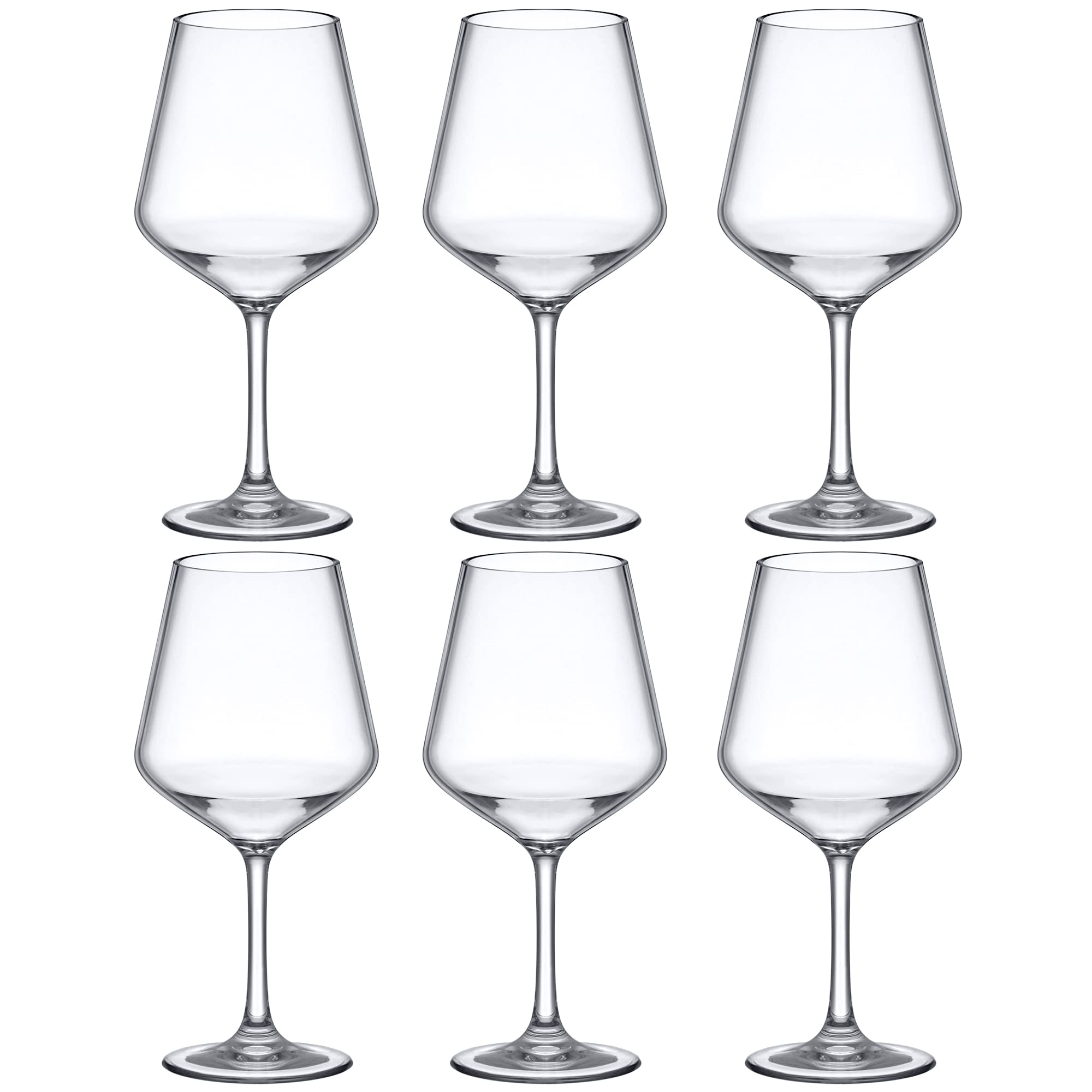 Amazing Abby - Sasha - 14-Ounce Unbreakable Tritan Wine Glasses (Set of 6), Plastic Wine Glasses, Reusable, BPA-Free, Dishwasher-Safe, Perfect for Poolside, Outdoors, Camping, and More