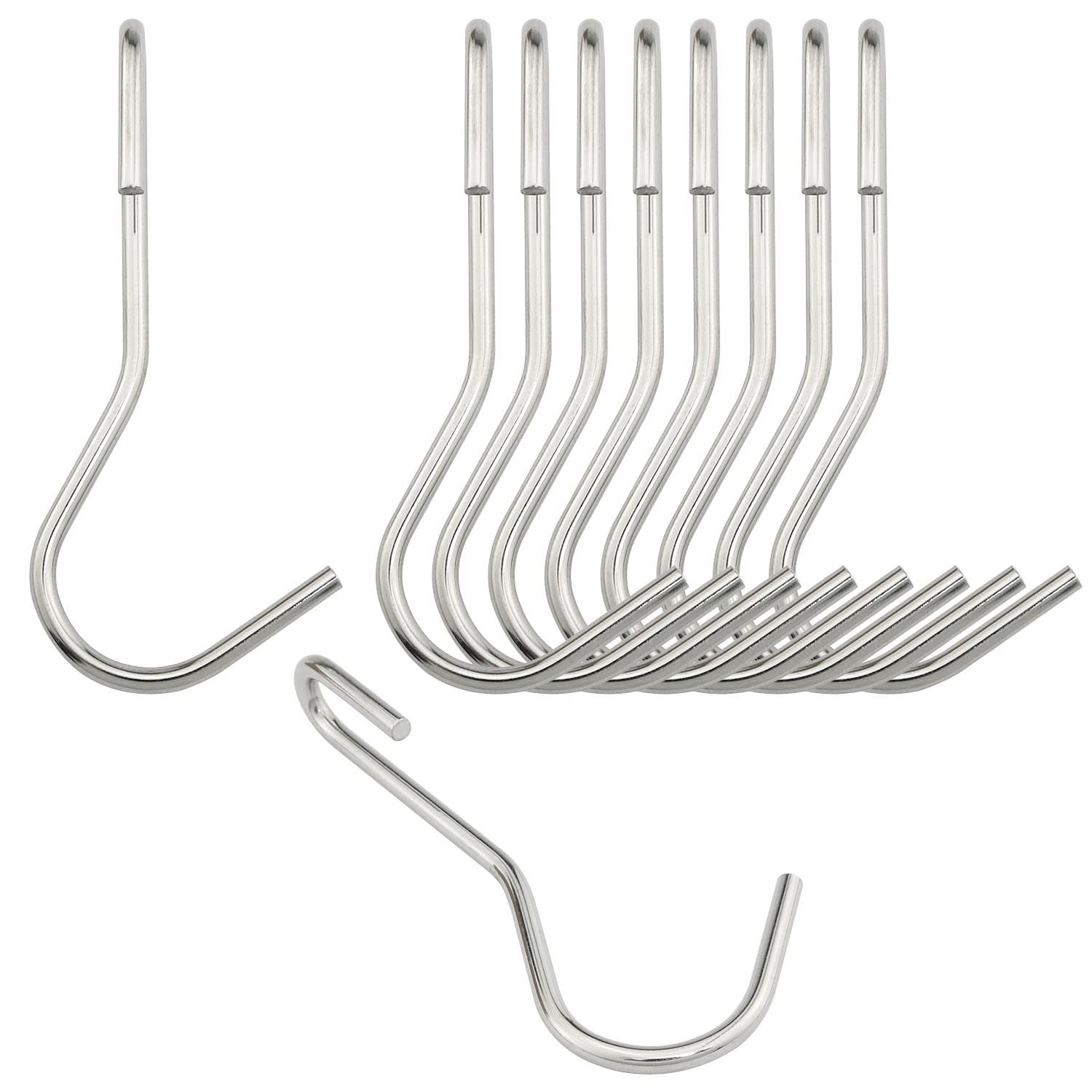 ITROLLE 10PCS Heavy Duty S Hooks Pot Hooks Pan Rack Holder Hooks, 90 Degree Twist Angled Hooks, Pot Rack Hooks, Angled pot S hook for Hanging Kitchen Utensils Pots Pans Clothes Bags Towels Plants