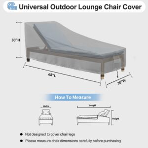 OutdoorLines Outdoor Waterproof Patio Chaise Lounge Chair Cover - UV Resistant Lounger Covers Heavy Duty Weatherproof Patio Sofa Furniture Covers, 1 Pack, 68Wx30Dx30H Inches, Gray