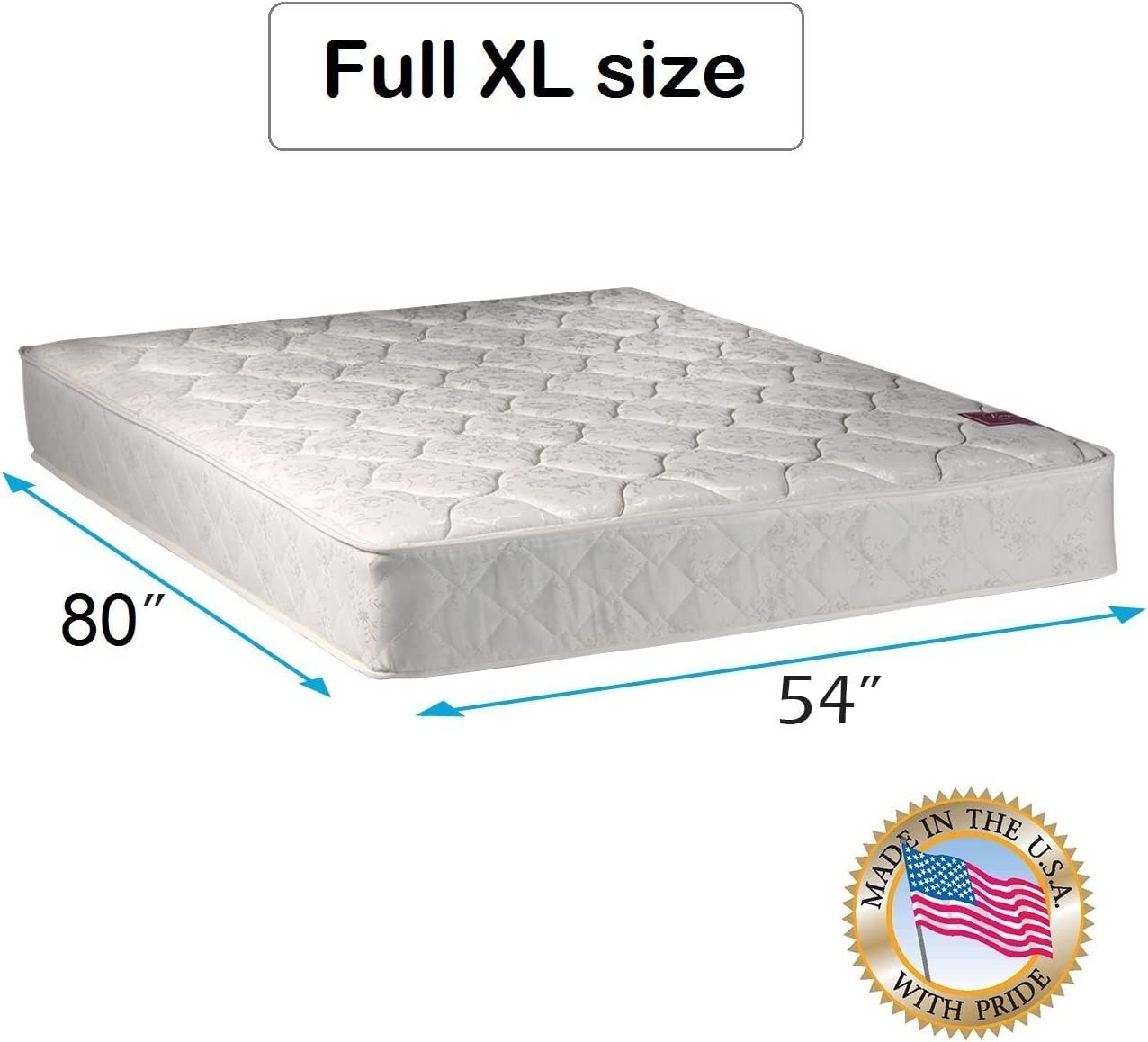 Dream Solutions USA American Legacy Medium Firm Innerspring Full XL Mattress Only with Mattress Cover Protector Included - Fully Assembled, Orthopedic, Spine Support and Longlasting Comfort