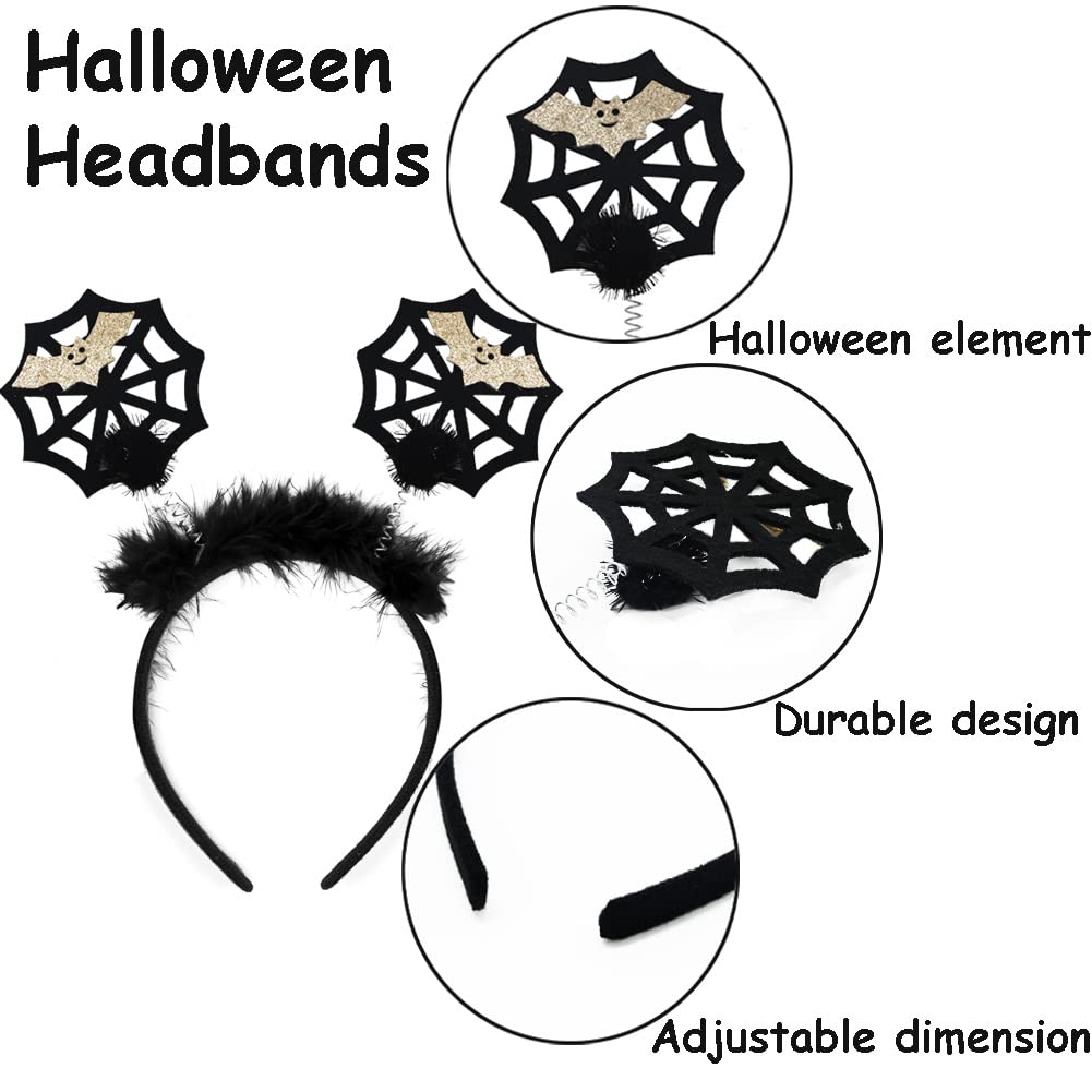 DINESIL 8 Pack Halloween Headbands, Halloween Head Boppers with Ghost Pumpkin Spider Skull Spider Web Witch Hat Headbands for Kids Halloween Costume Cosplay Decoration Party Favors Supplies