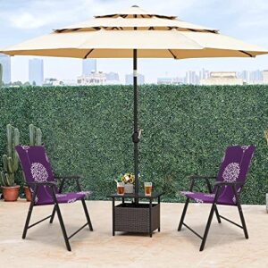 Deisy Dee Patio Dining Chair Covers, Outdoor Steel Sling Folding Chair Covers, Garden Metal Chair Covers (1, Purple Tree)