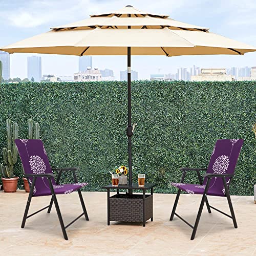 Deisy Dee Patio Dining Chair Covers, Outdoor Steel Sling Folding Chair Covers, Garden Metal Chair Covers (1, Purple Tree)