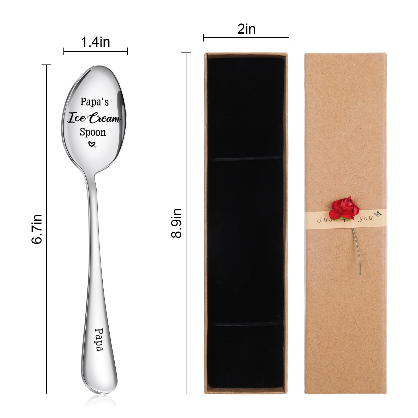 Atdesk 2 Pcs Personalized Ice Cream Spoons, Stainless Steel Engraved Name Dessert Spoon, Custom Birthday Valentine's Day Christmas Gifts (XX’s Ice Cream Spoon)