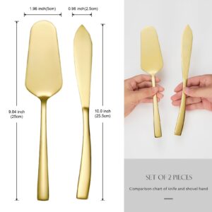 AW BRIDAL Gold Wedding Cake Knife and Server Set, Cake Cutting Set Pie Pastry Servers for Parties Events Bridal Shower Anniversary Engagement Gifts